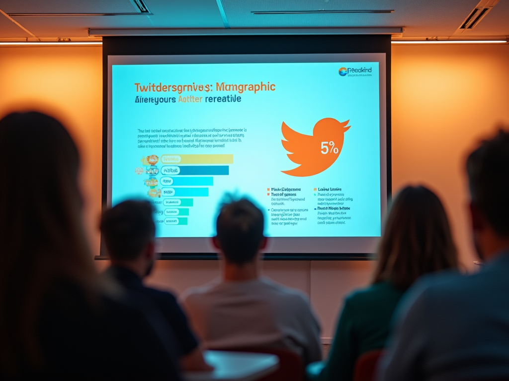 Audience viewing a Twitter infographic presentation in a conference room.